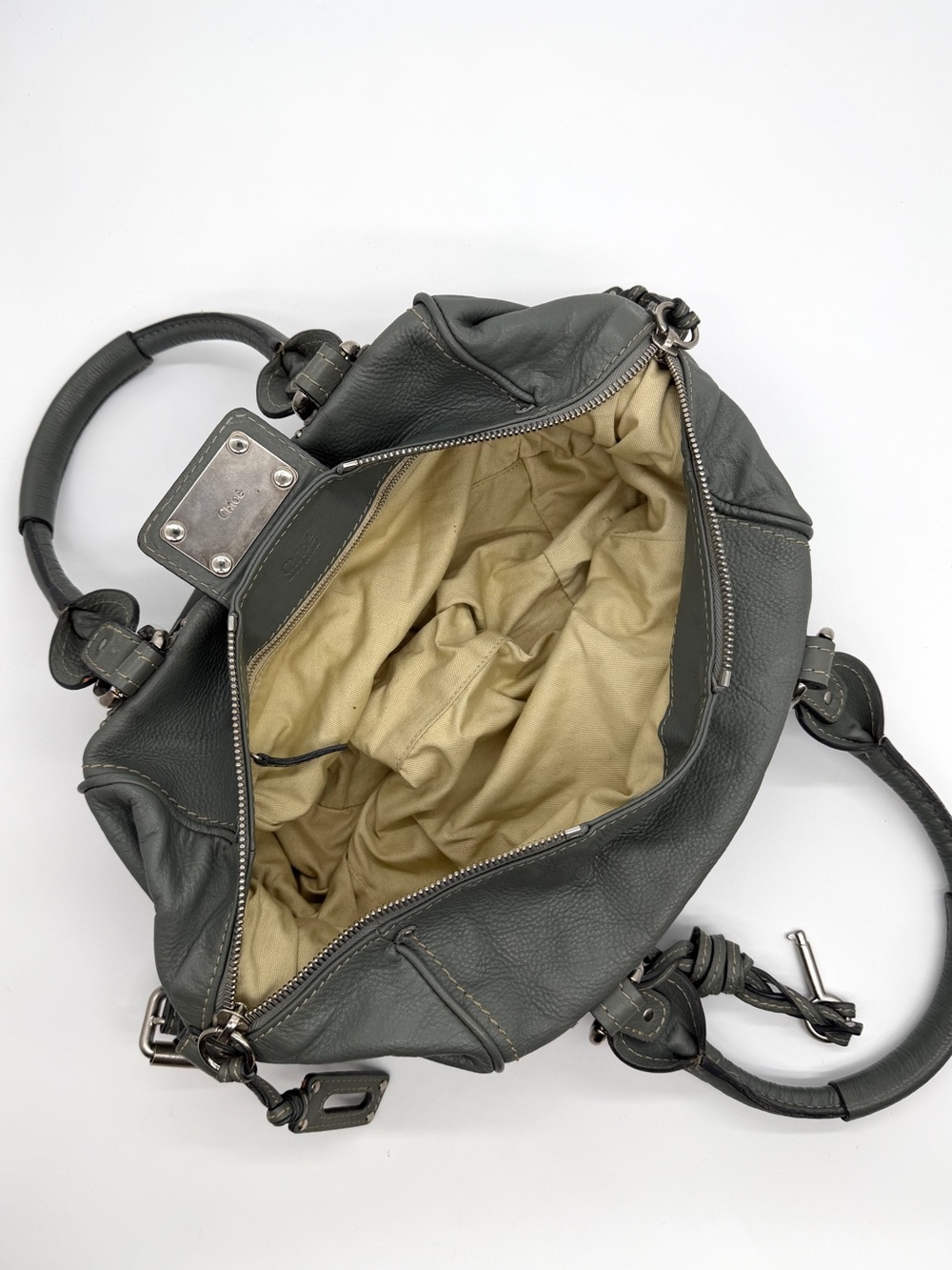 Chloe Paddington Gray Calfskin Leather Shoulder Bag - Picture 10 of 10